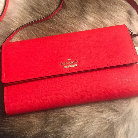 Kate Spade | Bright Red Wallet w/ Strap - Picture 3 of 13